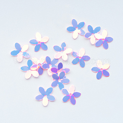 Perline paillette plastico, perle di paillettes, fiore, cielo azzurro, 10x10.5x0.5mm, Foro: 1 mm, circa 1600pcs/50g