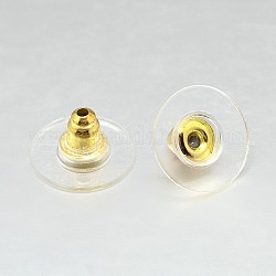 Noci orecchio ferro, chiusure per orecchini con frizione a pallottola con cuscinetto, per stabilizzare orecchini pesanti, con la plastica, oro, 11x6.5mm, Foro: 1 mm