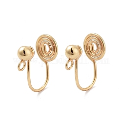 304 Stainless Steel Ear Cuff Findings, Wire Wrap Vortex Earring Findings with Vertical Loop, Golden, 14.5mm, Hole: 3x0.6mm