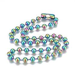 Colliers avec chaîne à billes en 304 acier inoxydable, avec des connecteurs de la chaîne de boule, couleur arc en ciel, 24.02 pouce (61 cm), perles: 8 mm