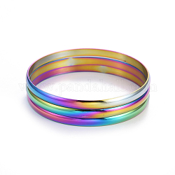 Ensembles de bracelets mode en 304 acier inoxydable, couleur arc en ciel, 2-5/8 pouce (6.8 cm), 3 pièces / kit