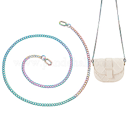 Wadorn, 1 pieza, correas para bolso de hombro con cadena de bordillo de hierro, con cierres giratorios, para accesorios de reemplazo de manijas de bolsas, color del arco iris, 122 cm