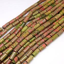 Natural Gemstone Unakite Beads Strands, Column, 16~18x8mm, Hole: 1.5mm, about 24pcs/strand, 15.74inch