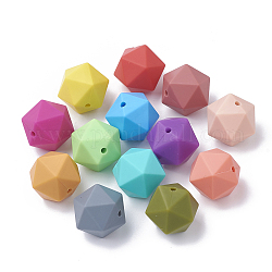 Perle focali in silicone ecologico per uso alimentare, masticare perline per i denti, fare collane fai-da-te fai-da-te, icosaedro, colore misto, 16.5x16.5x16.5mm, Foro: 2 mm
