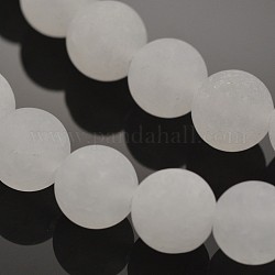 Jade blanc naturel perles rondes brins, mat, 10mm, Trou: 1mm, Environ 38 pcs/chapelet, 15.3 pouce