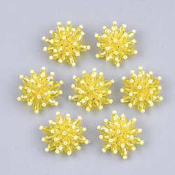Glasperlen Cabochons, mit Eisensiebfunden, Licht Gold, Gelb, 24~26x20~23x9~10 mm