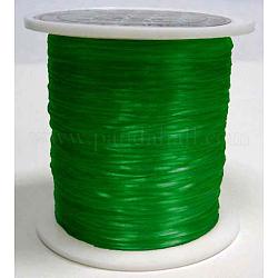 Flache elastische Kristallschnur, elastischer Perlenfaden, für Stretcharmbandherstellung, gefärbt, grün, 0.8 mm, ca. 65.61 Yard (60m)/Rolle