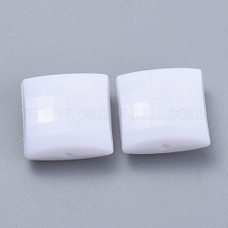 Perles acryliques opaques, facette, carrée, blanc, 10x10x4.5mm, trou: 1 mm, environ 1408 pcs / 500 g