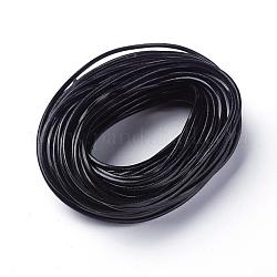 Cordón de cuero de vaca, cable de la joya de cuero, negro, redondo, teñido, tamaño: aproximamente 1 mm de diámetro