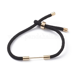 Fabbricazione del braccialetto del cavo di nylon intrecciato, con accessori di ottone, nero, 9-1/2 pollice (24 cm), link: 30x4 mm