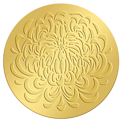 Self Adhesive Gold Foil Embossed Stickers, Medal Decoration Sticker, Chrysanthemum Pattern, 5x5cm