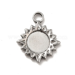 304 Stainless Steel Pendant Cabochon Settings, Sun, Stainless Steel Color, Tray: 8mm, 19x15x2mm, Hole: 2.5mm