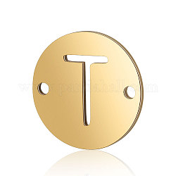 Connettori a maglie in acciaio al titanio, piatta e rotonda con la lettera, oro, letter.t, 12x0.8mm, Foro: 0.8 mm