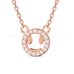 SHEGRACE 925 Sterling Silver Pendant Necklaces, with Micro Pave AAA Cubic Zirconia, Bear, Rose Gold, 15.74 inch (40cm)