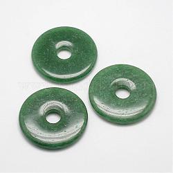 Natural Green Aventurine Pendants, Donut/Pi Disc, Donut Width: 20mm, 50x7mm, Hole: 10mm
