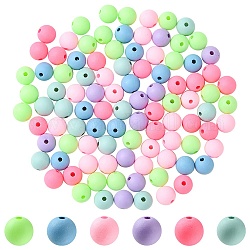 Круглый спрей окрашены флуоресцентные акриловые шарики, разноцветные, 10 мм, отверстие : 2 мм, Около 100 шт / 50 г