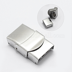 304 Stainless Steel Watch Band Clasps, Rectangle, Stainless Steel Color, 26x17.5x7.5mm