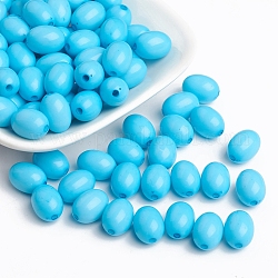 Perles acryliques opaques, ovale, lumière bleu ciel, 12x9mm, Trou: 2mm, environ 820 pcs/500 g