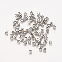 Iron Spacer Beads, Cadmium Free & Lead Free, Round, Platinum Color, about 2mm in diameter, 2mm wide, hole: 1mm