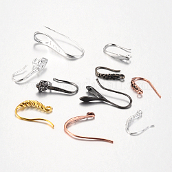 Random Mixed Brass Earring Hooks, Ear Wire, Mixed Color, 20~28x7~10mm, Hole: 3~4mm, Pin: 0.8~1mm