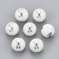 Perles en verre electroplate, rond avec motif de constellations, platinée, virgo, 10mm, Trou: 1.2mm