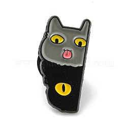 Alfileres de esmalte de gato de dibujos animados, insignia de aleación negra para mujer, ojo, 24.2x12.2x1.3mm
