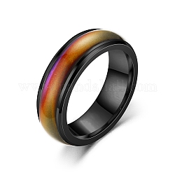 Humeur anneau, changement de température couleur émotion sentiment bague en acier inoxydable pour femme, noir, nous taille 6 (16.5 mm)