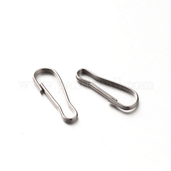 201 Stainless Steel Snap Keychain Clasp Findings, Stainless Steel Color, 13x4.5x1mm