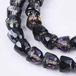 Perles en verre galvanisée, demi-plaqué, facette, cloche, noir, 10.5~11x9mm, Trou: 1mm