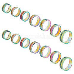 Unicraftale 14 pz arcobaleno anello vuoto 7 dimensioni acciaio al titanio scanalato anello per dito rotondo vuoto nucleo vuoto anello per intarsio anello in resina anello fatto a mano creazione di gioielli regalo