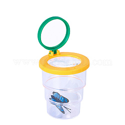 Two Lens ABS Plastic Insect Viewer Box Magnifier, with Acrylic Optical Lens, Yellow, Magnification: 8X, Lens: 50mm, Magnification: 5X, Lens: 45mm, Fold: 4.3x7.2x5cm