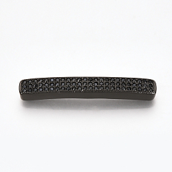 真鍮製マイクロパヴェキュービックジルコニアビーズ  直方体の  ブラック  ガンメタ色  36x5x4~5mm  穴：1mm