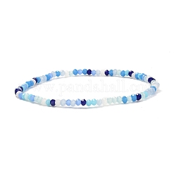 Facettiertes rundes Glasperlen-Stretcharmband für Teenager-Mädchen, Blau, Innendurchmesser: 2-1/4 Zoll (5.7 cm), Perlen: 3x2 mm