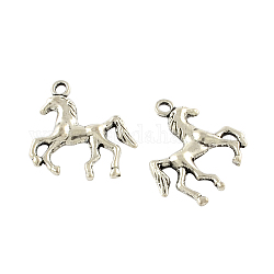 Stile tibetano ciondoli a cavallo in lega,  cadmio& piombo libero, argento antico, 24x21.5x4mm, Foro: 2 mm, circa 217pcs/500g