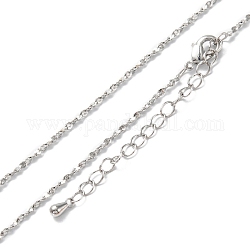 Collares de cadena de enlace de latón, Plateado de larga duración, Platino real plateado, 16.54 pulgada (42 cm)