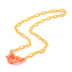 Personalisierte undurchsichtige Acryl-Kabelketten-Halsketten, Handtaschenketten, mit Kunststoff-Hummerkrallenverschlüssen, orange rot, 23.03 Zoll (58.5 cm)