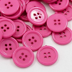 Акриловые швейные пуговицы , пластиковые пуговицы рубашки для дизайна костюма, 4-луночное, окрашенные, плоско-круглые, ярко-розовый, 17x2 мм, отверстие : 1 мм