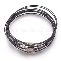Steel Wire Bracelet Making, with Alloy Clasp, Black, 72mm