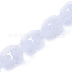 Chaîne de câble fait main en acrylique transparent, ovale, blanc, 19x14.5x4mm, environ 39.37 pouce (1 m)/fil