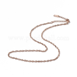Placage ionique (ip) 304 collier chaîne singapour en acier inoxydable pour hommes femmes, or rose, 15.94 pouce (40.5 cm)