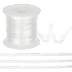 Nbeads tpu elastische schnur, flach mit geprägtem Muster, mit leeren Plastikspulen, Transparent, 6 mm, ca. 104.99 Yard (96m)/Rolle