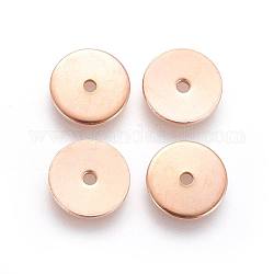Revestimiento iónico (ip) 304 cuentas espaciadoras de acero inoxidable, disco, oro rosa, 8x0.8mm, agujero: 1.2 mm