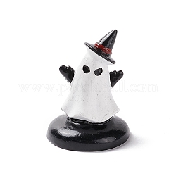 Decorazioni per la casa in resina mini a tema halloween, fantasma con cappello, fumo bianco, 29x39mm