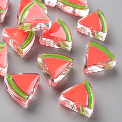 Perles acryliques émail transparent, pastèque, tomate, 23.5x25.5x9mm, Trou: 3.5mm