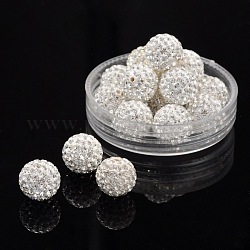 Pave Disco Ball Beads, Polymer Clay Rhinestone Beads, Grade A, Crystal, PP13(1.9~2mm), 12mm, Hole: 1mm