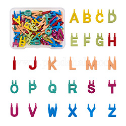 Craftdady 52 pièces connecteurs de liens alphabet en alliage peint à la bombe, sans cadmium et sans plomb, lettre, lettre a ~ z, 13.5~14x3~11x1.5mm, Trou: 2mm, 2pc / lettre, 2set / boîte