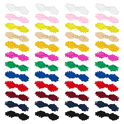 Nbeads 48 Set 12 Farben handgefertigte chinesische Frösche Knoten Knöpfe Sets, Polyester-Taste, 1-Loch, Blütenform, Mischfarbe, 20x70x5 mm