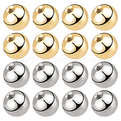 Beebeecraft 60Pcs 2 Colors Stainless Steel Ear Nuts, Round, Golden & Stainless Steel Color, 4x4mm, Hole: 1mm, 30Pcs/color