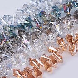 Perles de verre pointues, facette, balle, mixedstyle, couleur mixte, 19~20x11~12mm, Trou: 1.5mm, Environ 100 pcs/chapelet, 23.6 pouce (60 cm)