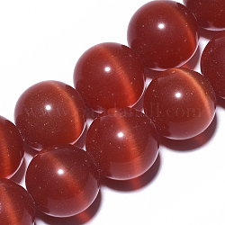 Chapelets de perles d'œil de chat, ronde, rouge, 17.5x17~17.5mm, Trou: 1.5mm, Environ 21 pcs/chapelet, 13.98 pouce ~ 14.37 pouces
